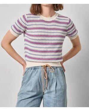 Lilla P Stripe Crewneck Sweater - Gray