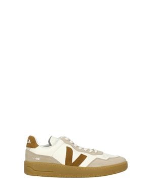 Veja V-90 Suede Low-Top Sneakers - White