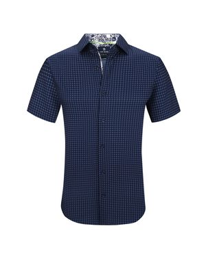 Tom Baine Slim Fit Short Sleeve Performance Stretch Button Down - Blue