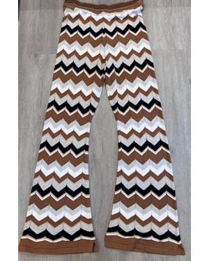 Minnie Rose Cotton Cashmere Chevron Pants - Gray