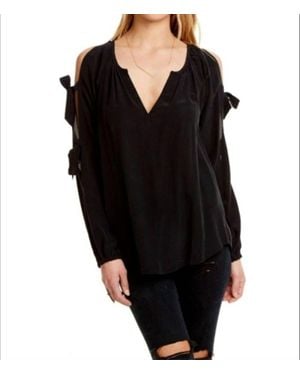 Chaser Brand Silk Slit Blouson Sleeve Top - Black
