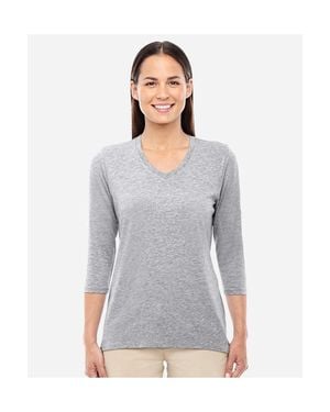 Devon & Jones Perfect Fit Bracelet-Length V-Neck Top - Gray