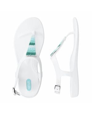 Oka-B Bri-Beaded Tri Strap Sandal - White