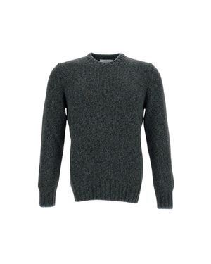 Gran Sasso Textured Knit Wool Crewneck Sweater - Black