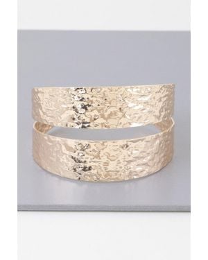 Fashnzfab Hammered Double Wrap Cuff Bracelet - Gray