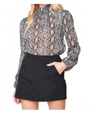 Sugarlips Snake Print Mock Neck Blouse - Multicolor