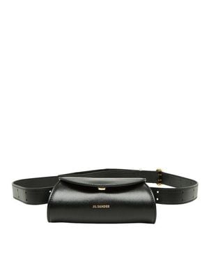 Jil Sander Cannolo Micro Leather Shoulder Bag - Black