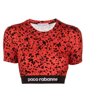 Rabanne Cropped Top With Splatter Pattern And Elastic Hem - Red