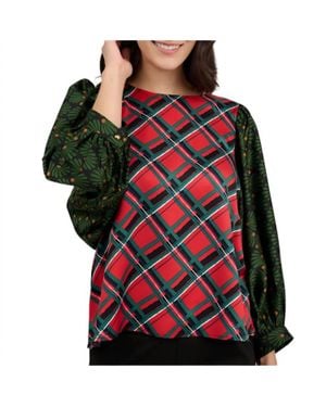 Ivy Jane Tartan And Frills Top - Black