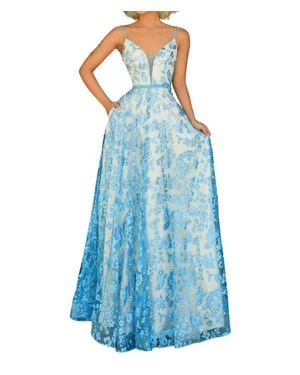 Clarisse Glitter Embellished A-Line Dres - Blue