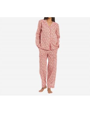 The Sleep Code Liberty Print Floral Cotton Classic Long Pj Set - Red