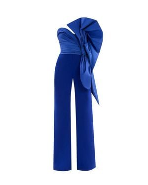 Saiid Kobeisy Jumpsuit With Voluminous Taffeta Bow - Blue