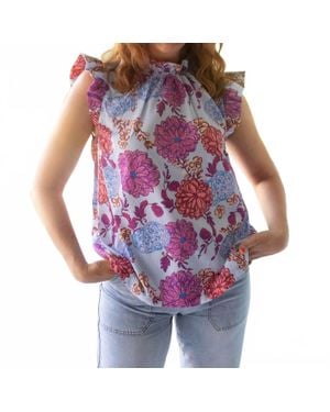 Umgee Poppy Floral Blouse - Red