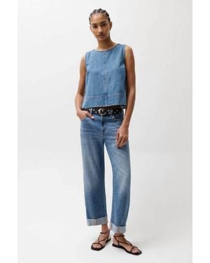 Pistola Kacey Mid Rise Cuffed Boyfriend Jeans - Blue