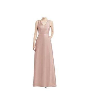 Alfred Sung Satin Twill Full Sleeveless Gown - Pink