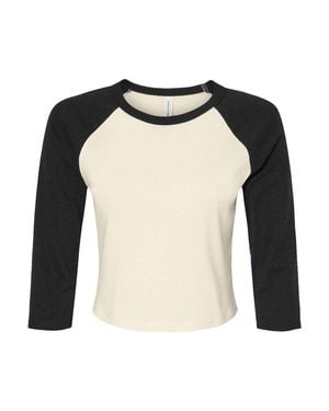 Bella Canvas Micro Rib 3/4 Raglan Sleeve Baby Tee - Black