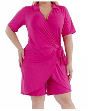 Karen T Design Modern Wrap Romper With Tie Waist - Pink