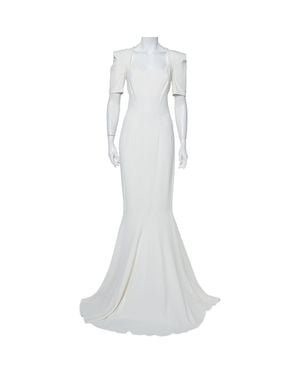 Roland Mouret Crepe Paneled Detail Fitted Jansen Gown - White