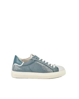 Nevver Aquamarine Leather Sneakers - Blue