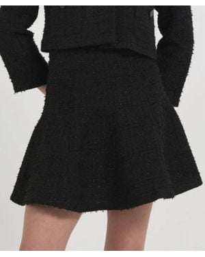 Stellah Novelty Tweed Mini Skirt - Black
