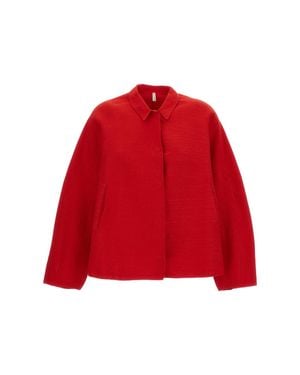 Boboutic Concealed Snap Button Single-Breasted Jacket - Red