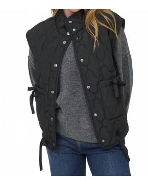 Blu Pepper Quilted Puffer Vest With Snaps - Black