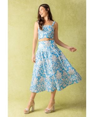 TRUEDAMES Little Moments Woven Top And Skirt Set - Blue
