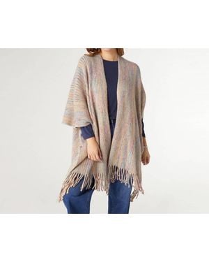 Coco + Carmen Hadley Fringe Ruana Wrap Shawl - Blue