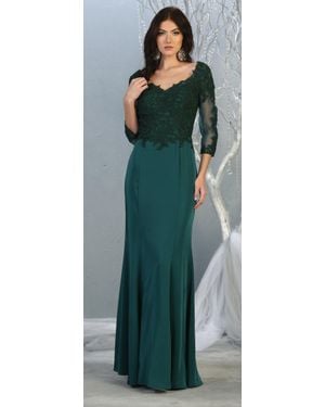 TRUEDAMES 3/4 Long Sleeve Mother Of The Bride Formal Dress - Green