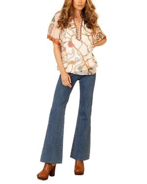 Hale Bob Hana Silk-Blend Top - Blue