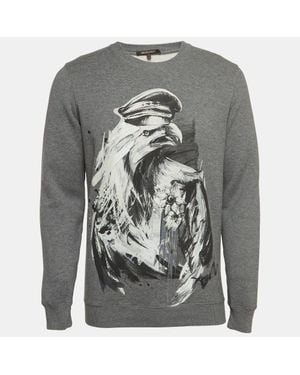 Roberto Cavalli Eagle Print Cotton Knit Sweatshirt - Gray