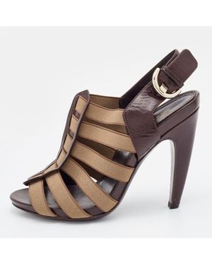 Sergio Rossi Leather And Elastic Strappy Sandals - Brown