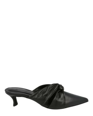 BY FAR Leoncia Leather Mules - Black