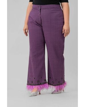 La Fuori Roxana Cotton Jacquard Wide Leg Pants - Purple