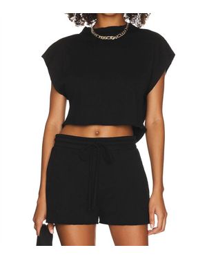 Lanston Crop Turtleneck Tank - Black