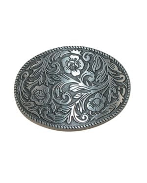 CTM Floral Print Belt Buckle - Gray