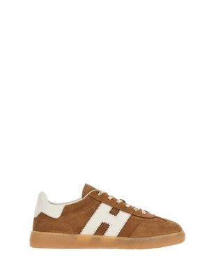 Hogan Cool Laced Side-Logo Leather Sneakers - Brown