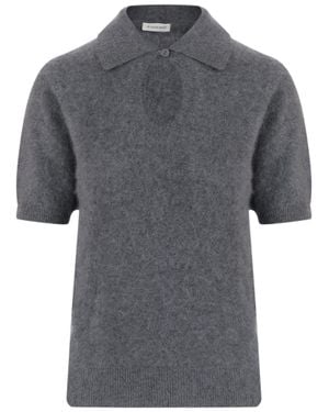 By Malene Birger Tallalia Cut-Out Short-Sleeve Cashmere Sweater - Gray