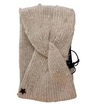 Jocelyn Knit Headband With Hand Sewn Crystal Beads - Gray