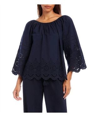 Karen Kane Embroided Top - Blue