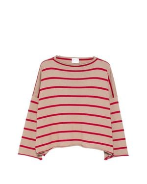 Be You Cashmere And Cotton Striped Sweater - Red