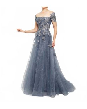 Ivonne D Remove Sleeve Gown - Blue