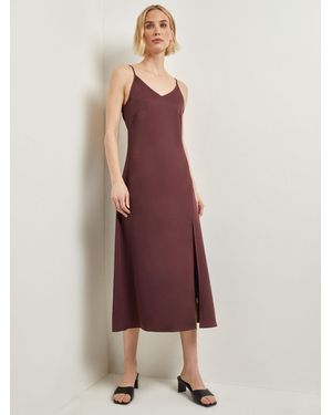 Misook Modern Fit A-Line Crepe De Chine Slip Maxi Dress - Purple