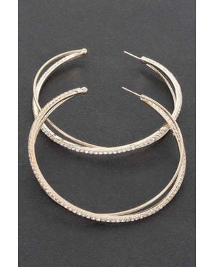 Fashnzfab Rhinestone Hoop Earring - Gray