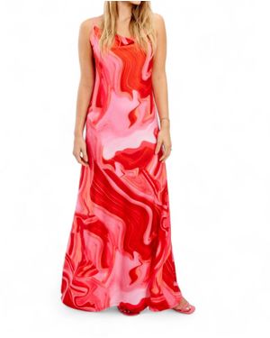 FRANK LYMAN Spaghetti Strap Print Dress - Red