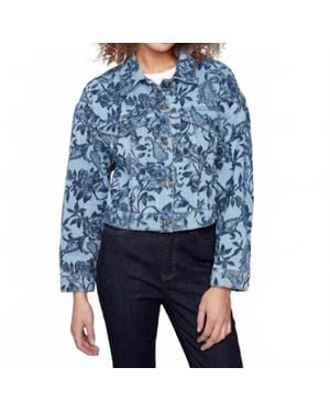 Charlie b Cropped Jacquard Denim Jacket - Blue