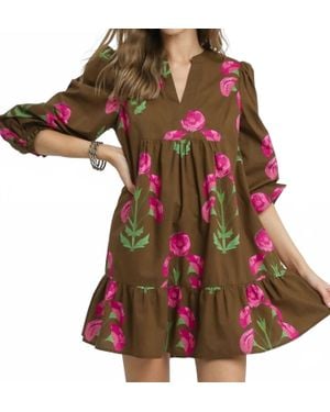 Umgee Floral Babydoll Dress - Red