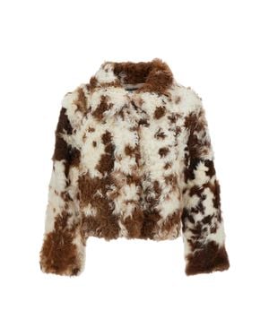 Martha Louis Natural Curly Sheep Shearling Jacket With Concealed Fastening - Brown