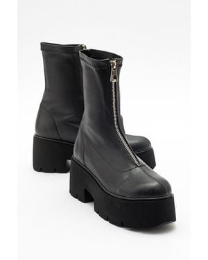 Prologue Shoes Ovil Platform Zip Boot - Black