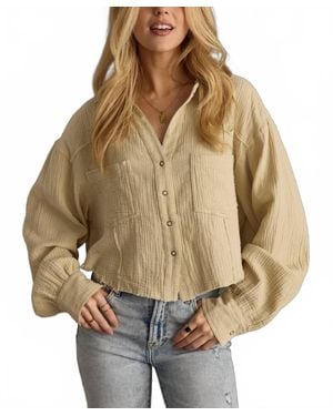 Panache Gauze Button Up Shirt - Brown